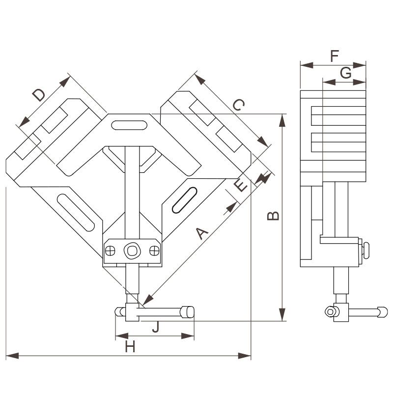 Special vice for 90° welding