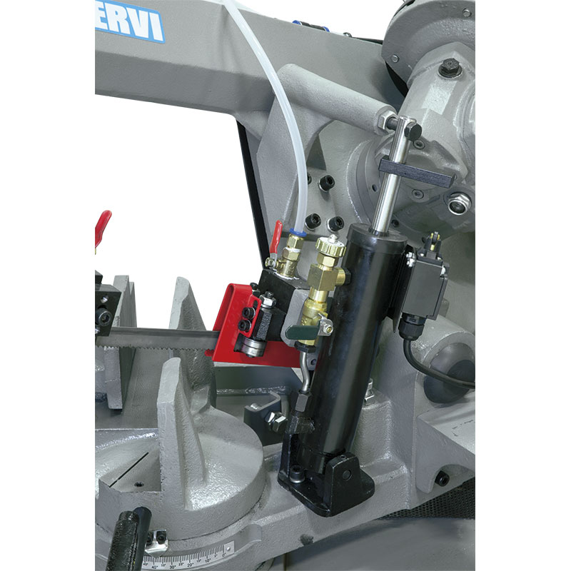 Metal band saw with manual and hydraulic feed