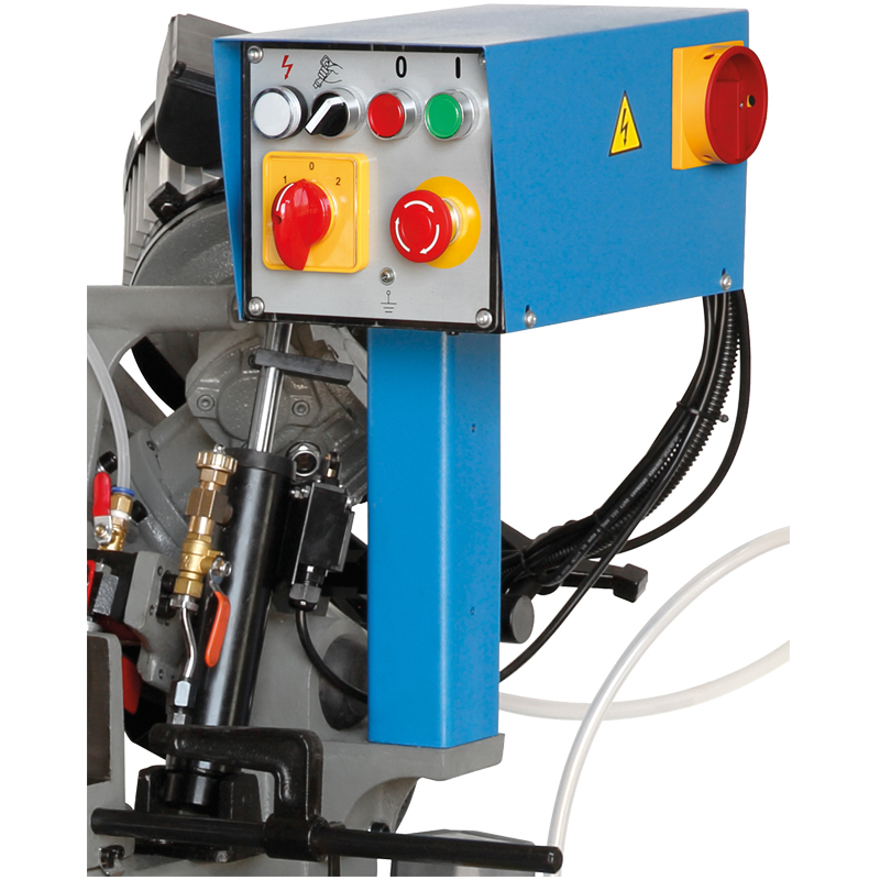 Metal band saw with manual and hydraulic feed