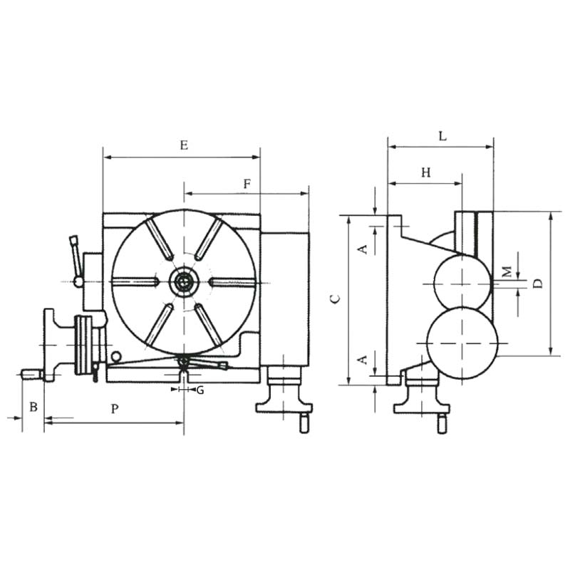 0° ÷ 90° tilting rotary table