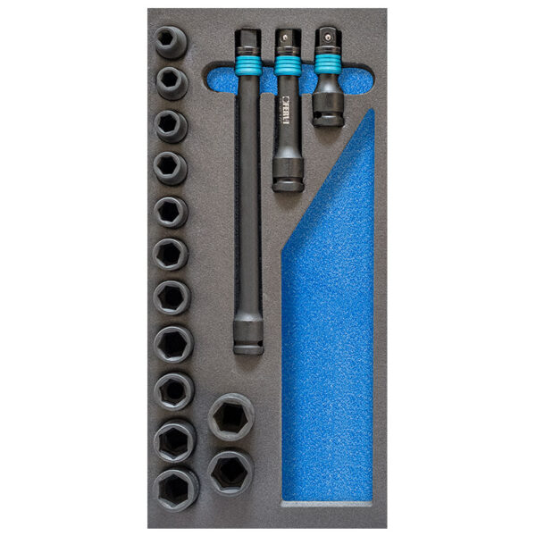 HEXAGONAL IMPACT SOCKET SET IN FOAM TRAY