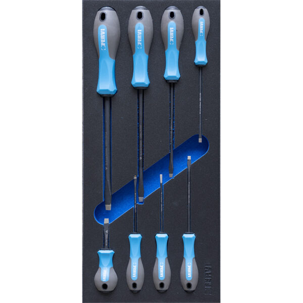 FLAT SCREWDRIVER SET WITH DIAMOND TIP IN FOAM TRAY